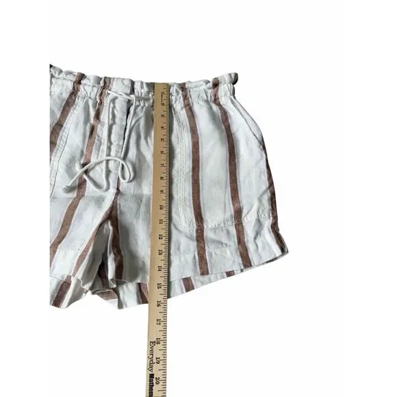 Rails Shorts Foster Coconut Linen Stripe White Brown size Large